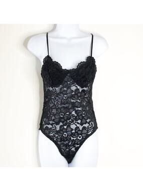 Zara Teddy Black Lace Medium Stretchy Adjustable Straps Body Suit